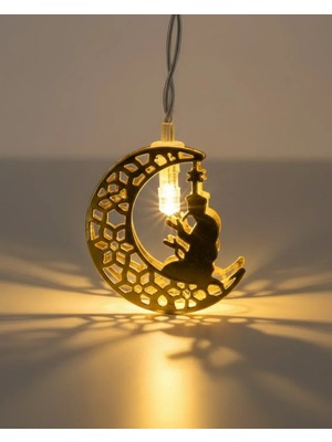 Selfbuysell Ay ve Secde Tasarımlı Sıcak Beyaz LED Ramazan Işığı