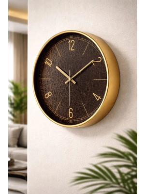 Galaxy Gold Kasa Kahverengi Kadran  Duvar Saati 30 cm