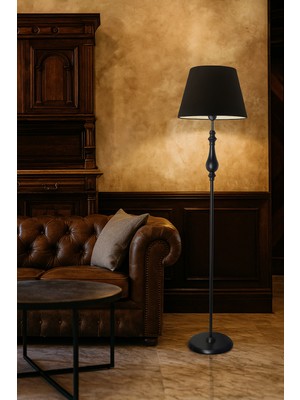 Lampada Roma Black Metal Lambader Siyah Konik
