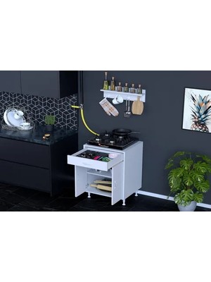 Vivense Qplas L Ocak Altı 1 Raflı Set, 48 Cm, Askılı Raflı