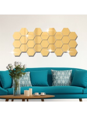 Selfbuysell Yapışkanlı Akrilik Gold Ayna Seti 12 Adet