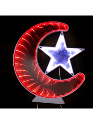 Bigem Ay Yıldız Işık Pano Türk Bayrağı LED Dekoratif Aydınlatma Duvar Süs WT-BM079