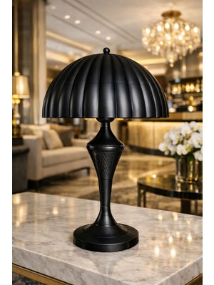 Lampada Umbrella Siyah Kaplama Metal Abajur Lüks Serie'e One