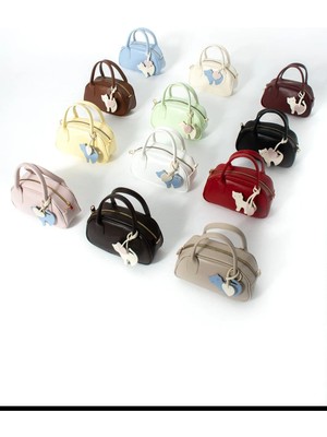 Özüm Çanta Kadın Kedi Charm Hediyeli Kol Omuz Çapraz Çanta Bebe Mavisi