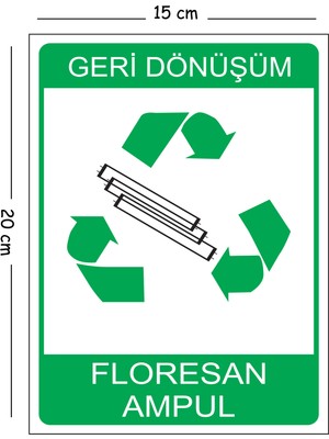 Mayeka Metal Geri Dönüşüm Floresan Ampül 15X20 cm Uyarı Iş Güvenliği Levhası