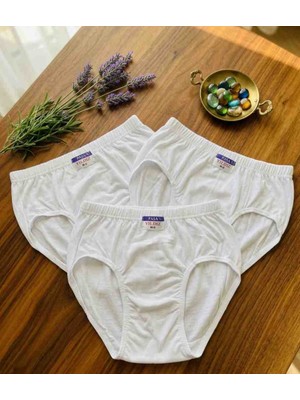 Shine Elagance Beyaz 3'lü %100 Pamuk Düz Renk Erkek Slip