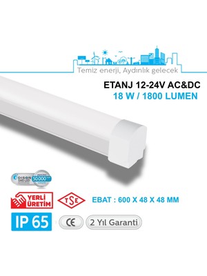 Teletek  12-24V Ac/dc 18W Etanj Armatür, Solar Panel, Gemi, Tekne , Aküyle Aydınlatma ,karavan Tipi - Su Geçirmez Tavan Armatürü