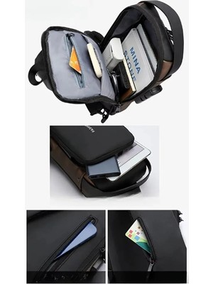 Selfbuysell Powerbank Destekli Erkek Ön Göğüs Çantası