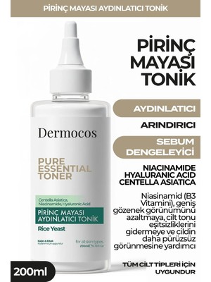 Dermocos Pirinç Mayası Tonik - Centella, Niasinamid, Hyaluronik Asitli - Tüm Cilt 200 ml