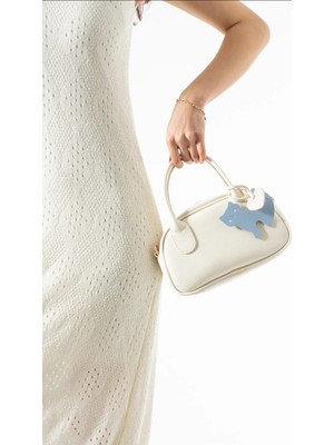 Özüm Çanta Kadın Kedi Charm Hediyeli Kol Omuz Çapraz Çanta Krem