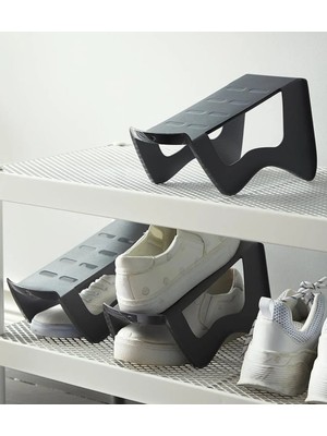 IKEA 3 Adet Dolap Içi Ayakkabı Düzenleyici Rampa 24X14X14 cm Ayakkabı Rampası Plastik Gri Renk