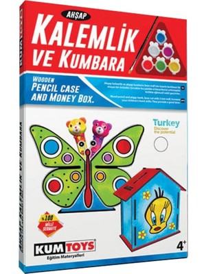 Miniklabtoys 5304 Ahşap Kalemlik ve Kumbara Seti