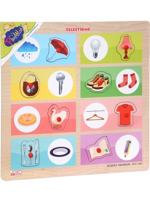 Miniklabtoys ONY-369-370 Ahşap Tutmalı Eşleştirme Ilişkili Nesneler -Onyıl
