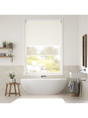 YS Perde Tasarım Sunscreen Çiftli Sistem Store Perde (Screen+Blackout Stor) Alüminyum Kasalı Yüksek Kaliteli- Krem V02X02V