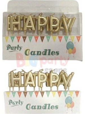 3 Adet  Orca Mum Altın Happy Birthday