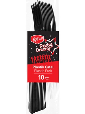 4 Adet Roll-Up Party Dreams Çatal Siyah 10'lu