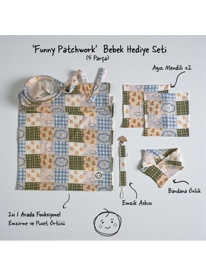 Thela Kids Dünya Patchwork Desenli Müslin Kumaş 5’li Bebek Seti