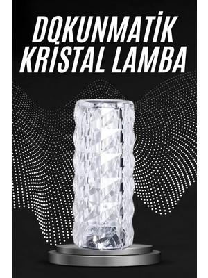 İlkyaz Fashion Kristal Lamba Masa Lambası Şarjlı Masa Lambası Dokunmatik Sensör USB Şarjlı
