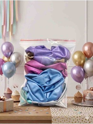 HBK Balon Karışık Renk Krom Balon Seti