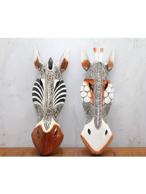 Nemere İthalat Ahşap Duvara Asmalı Maske Zebra Nemere Ithalat