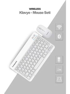 Nemere İthalat Beyaz Kablosuz Klavye ve Mouse Seti Nemere Ithalat