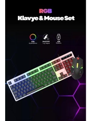 Nemere İthalat Kablolu Işıklı Gaming Standart Türkçe Q Klavye ve Mouse Seti Nemere Ithalat
