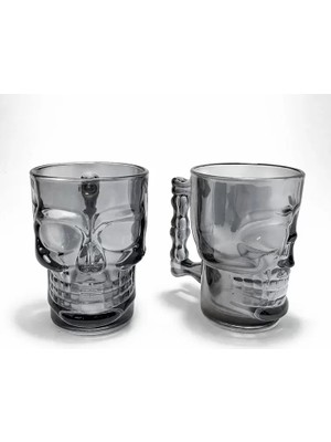 Nemere İthalat 2'li Siyah Cam Kurukafa Kupa Bardak Seti Nemere Ithalat