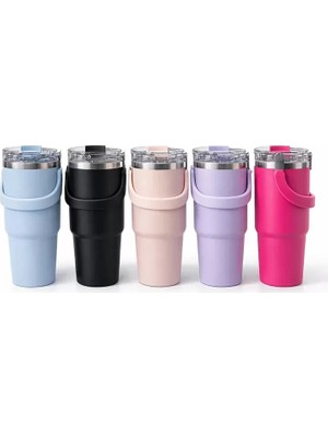 Nemere İthalat Renkli 900 ml Taşıma Kulplu Paslanmaz Çelik Termos Mug Bardak Nemere Ithalat