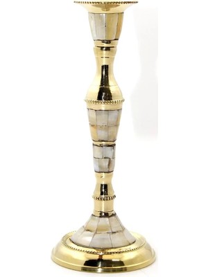 Nemere İthalat Tekli Pirinç Sedefli Şamdan Model 1 Nemere Ithalat