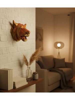 Nemere İthalat Altın Kaplama Görünümlü Kurt Duvar Süsü Nemere Ithalat