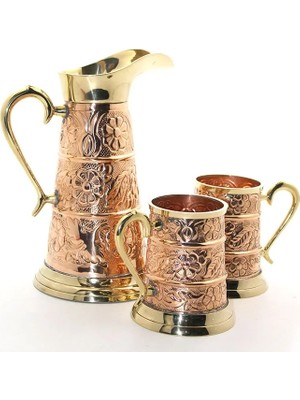 Nemere İthalat Pirinç 2 Bardaklı Sürahi Seti Nemere Ithalat