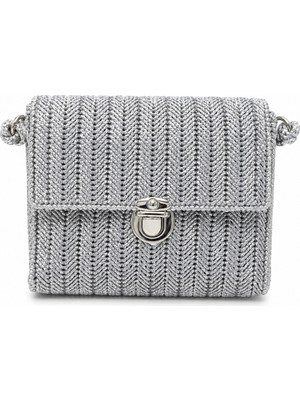 İM&YA El Yapımı Parlak Gri Zincirli Örgü Kadın Omuz Çantası – Şık ve Modern Tasarım