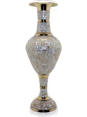 Nemere İthalat Pirinç Sedefli Vazo 45 cm Nemere Ithalat