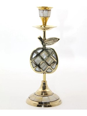 Nemere İthalat Pirinç Sedefli Tekli Şamdan Model 1 Nemere Ithalat