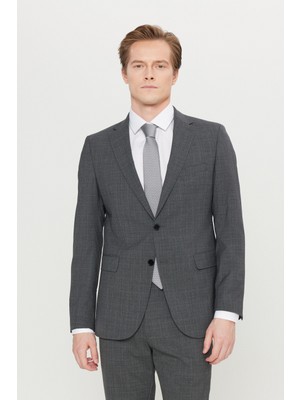 Altınyıldız Classics Slim Fit Dar Kesim Mono Yaka Kareli Kapak Cepli Esnek Takım Elbise