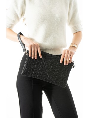 Byhakan Liva-01 Yıldız Dikişli Kadın El Çantası Clutch Çanta Omuz Çantası Çapraz Çanta Pörtföy Çanta