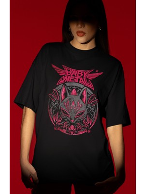 Sevbano Babymetal Rock Metal Müzik Grubu Ön Baskılı Unisex Oversize Tişört