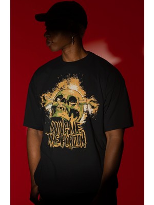 Sevbano Bring Me The Horizon Rock Metal Müzik Grubu Ön Baskılı Unisex Oversize Tişört