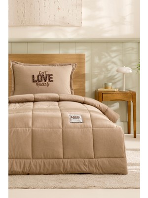 Karaca Home Motto Tek Kişilik Uyku Seti Bej Pamuk Polyester Malzeme 160 cm x 220 cm Modern Desen