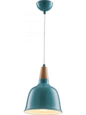 Avonni AV-4100-A2-BTK-20 Turkuaz Boya Modern Avize E27 Metal Ahşap H: 90 cm, Ø: 20 cm