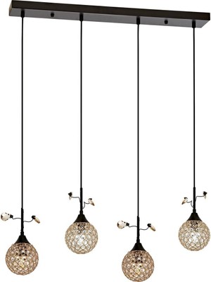 Avonni AV-1881-4SY Sarı Kaplama Modern Avize E14 Metal Kristal H: 100 cm, WxD: 80x12 cm