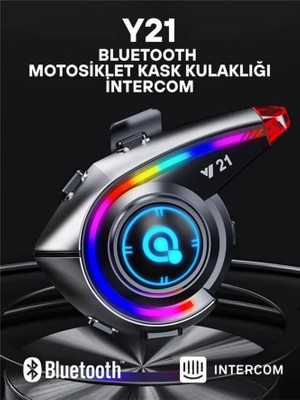 Senka Y21 Rgb Işık Efektli Intercom Bluetoototosiklet Kask Kulaklığı Intercom Kulaklık