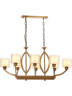 Avonni AV-1876-8E-YM Eskitme Kaplama Modern Avize E27 Metal Cam H: 90 cm, WxD: 100x55 cm