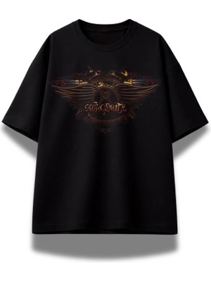 Fuddy Moda  Aerosmith Baskılı T-Shirt, Rock-Metal Müzik Baskılı Tişört