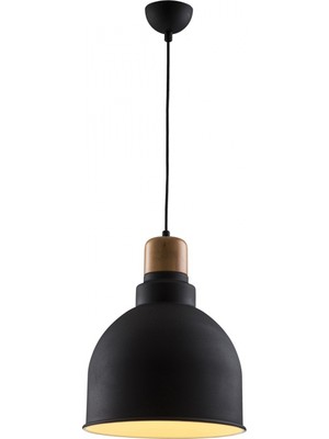 Avonni AV-4100-A2-BSY-30 Siyah Boya Modern Avize E27 Metal Ahşap H: 85 cm, Ø: 30 cm