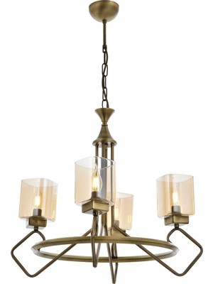 Avonni AV-1740-4E Eskitme Kaplama Modern Avize E14 Metal Cam H: 90 cm, Ø: 60 cm