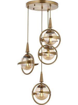 Avonni AV-1899-4ET Eskitme Kaplama Modern Avize E14 Metal Cam H: 100 cm, Ø: 35 cm