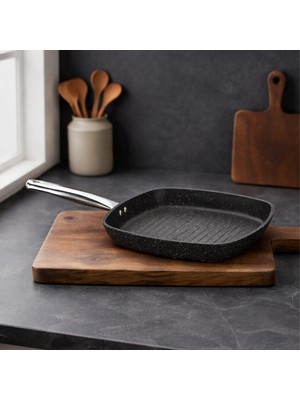 Falez Black Line Kare Granit Tava 28 Cm