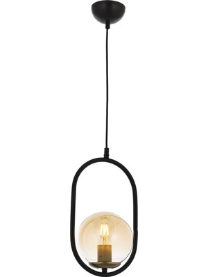 Avonni AV-4275-1BSY Siyah Boya Modern Avize E27 Metal Cam H: 100 cm, Ø: 16 cm