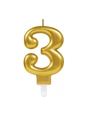 Alacak Olsam 3 Rakamı Mum Gold Renk